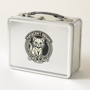 Papercraft Origami Cat Funny Cat Graphic - Papercr Metal Lunch Box