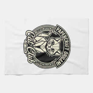 Papercraft Origami Cat Funny Cat Graphic - Papercr Tea Towel