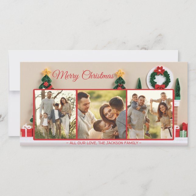 Papercraft Paper Quilling Christmas Card Photo (Front)