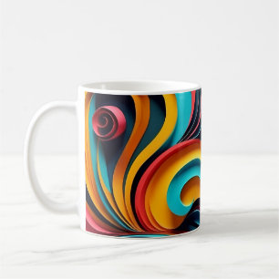 Papercut Colourful Waves Artwork Coffee Mug