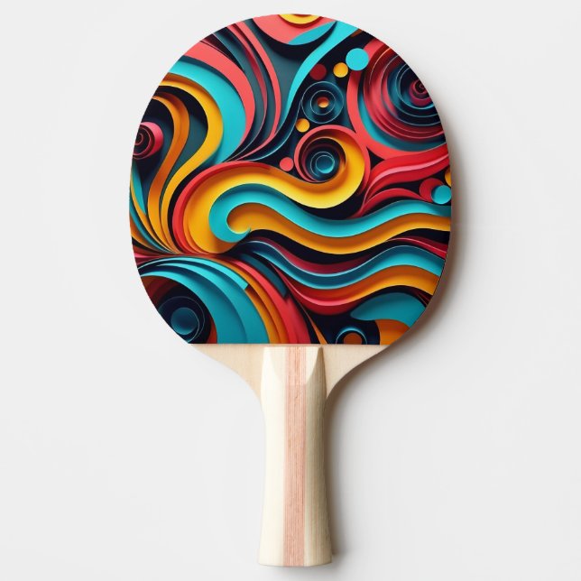  Papercut Colourful Waves Artwork Ping Pong Paddle (Front)