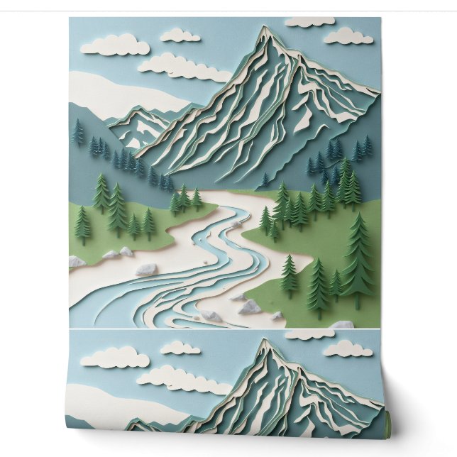 Papercut Design -Mountain Wallpaper (Unrolling)