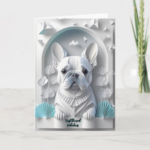 Papercut French Bulldog Illustration  Holiday Card