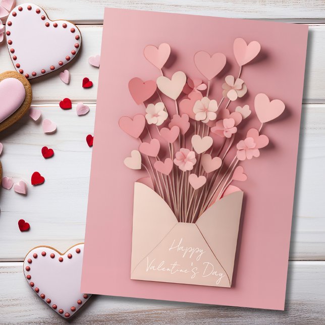 Papercut Heart and Flowers Valentine's Greeting Holiday Card (Creator Uploaded)