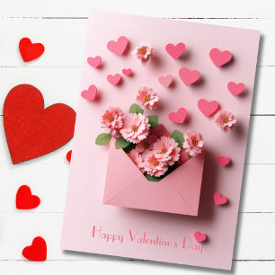 Papercut Heart and Flowers Valentine's Greeting Holiday Card