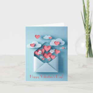 Papercut Heart and Flowers Valentine's Greeting Holiday Card