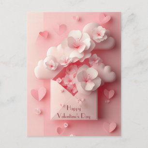 Papercut Heart and Flowers Valentine's Greeting Postcard