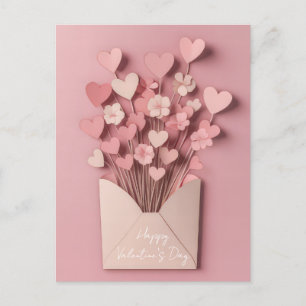 Papercut Heart and Flowers Valentine's Greeting Postcard