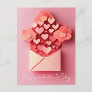 Papercut Hearts Valentine's Greeting Postcard