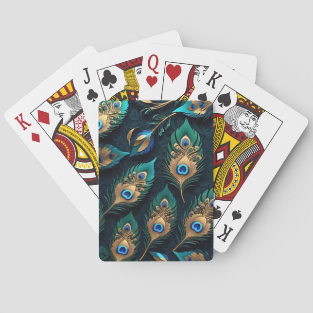 Papercut Peacock Feathers Pattern Playing Cards (Back)