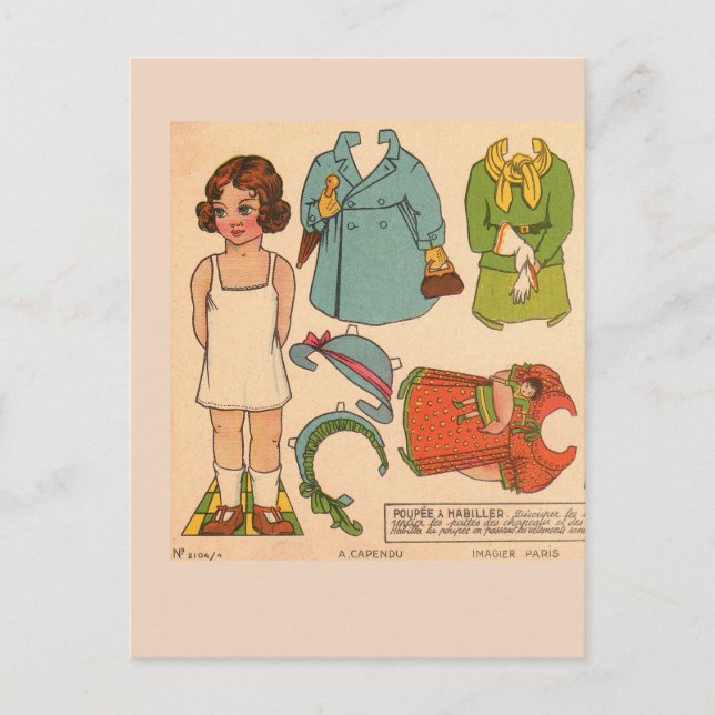 PAPERDOLL GIRL VINTAGE CUTE POSTCARD (Front)