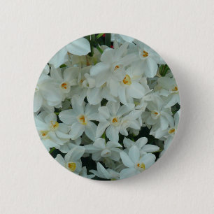 Paperwhite Narcissus Delicate White Flowers 6 Cm Round Badge
