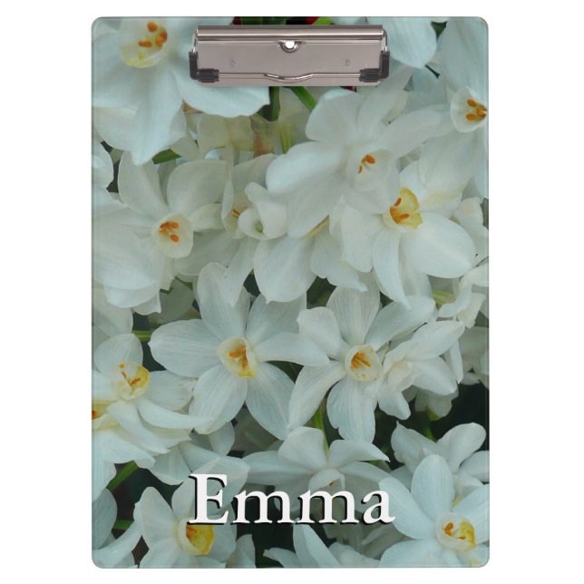 Paperwhite Narcissus Delicate White Flowers Clipboard (Front)