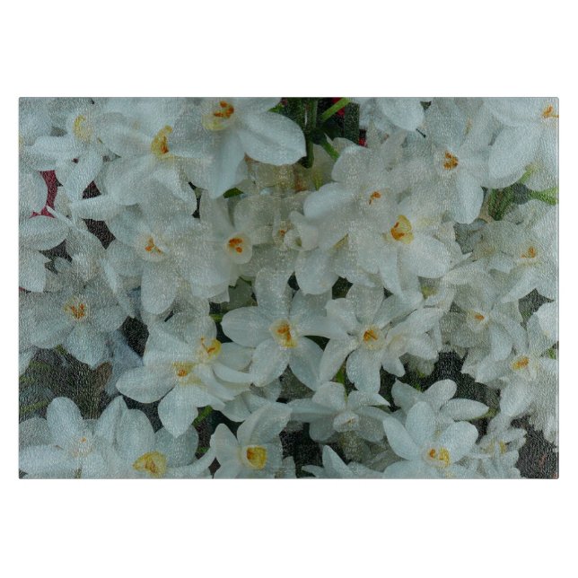 Paperwhite Narcissus Delicate White Flowers Cutting Board (Front)