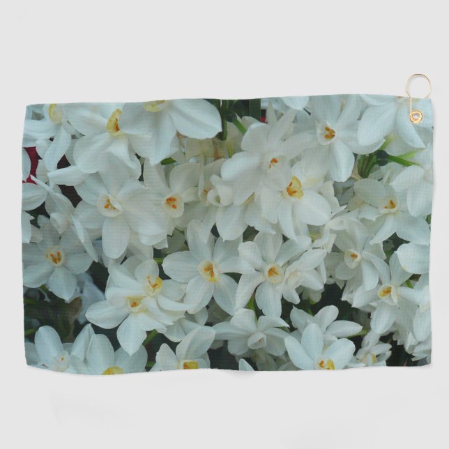 Paperwhite Narcissus Delicate White Flowers Golf Towel (Horizontal)