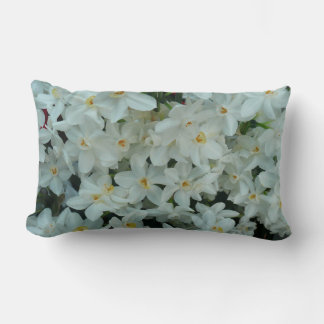 Paperwhite Narcissus Delicate White Flowers Lumbar Cushion