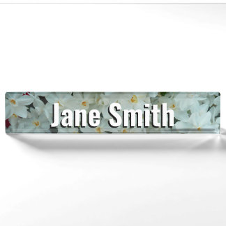 Paperwhite Narcissus Delicate White Flowers Nameplate