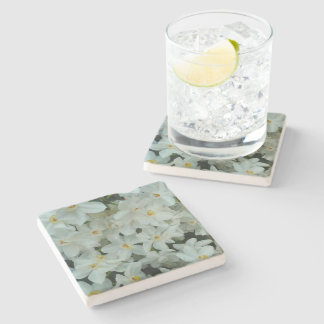 Paperwhite Narcissus Delicate White Flowers Stone Coaster