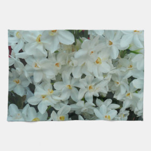 Paperwhite Narcissus Delicate White Flowers Tea Towel