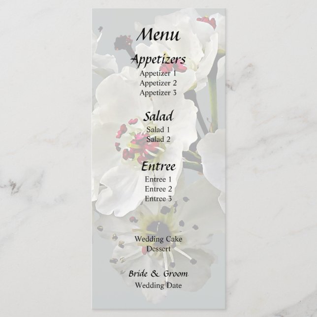 Paphiopedilum Orchids Intertwined Menu (Front)