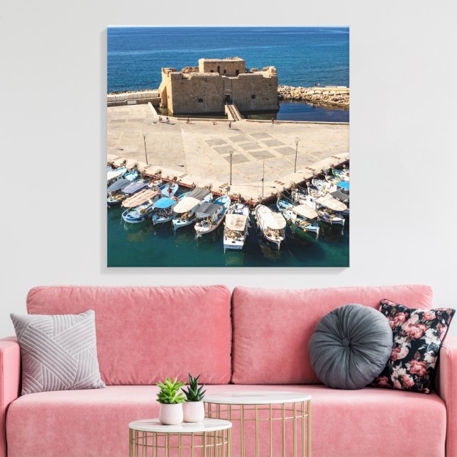 Paphos Castle and Harbor Canvas Print (Insitu(LivingRoom))