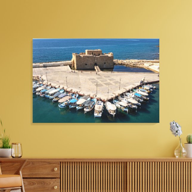 Paphos Castle and Harbor drone view Canvas Print (Insitu(LivingRoom))