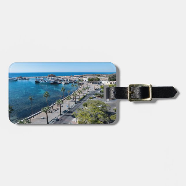 Paphos Castle and Harbor drone view Luggage Tag (Front Horizontal)