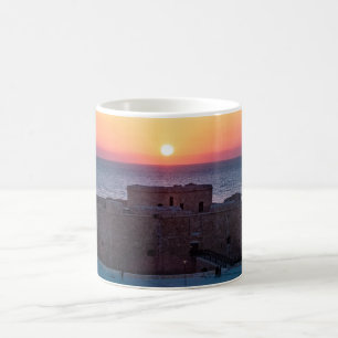 Paphos Castle at sunset, drone view Coffee Mug