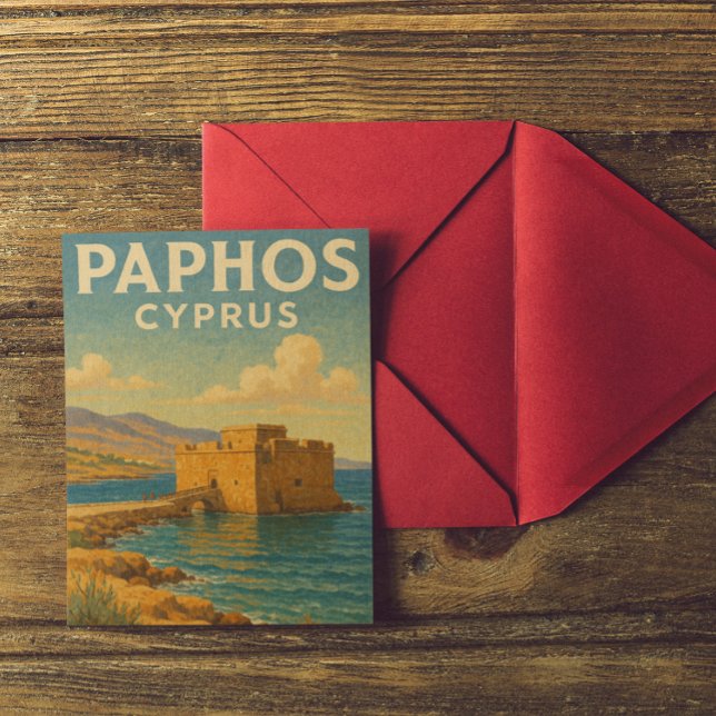Paphos Cyprus fort vintage travel Postcard (Paphos Cyprus fort vintage travel Postcard)