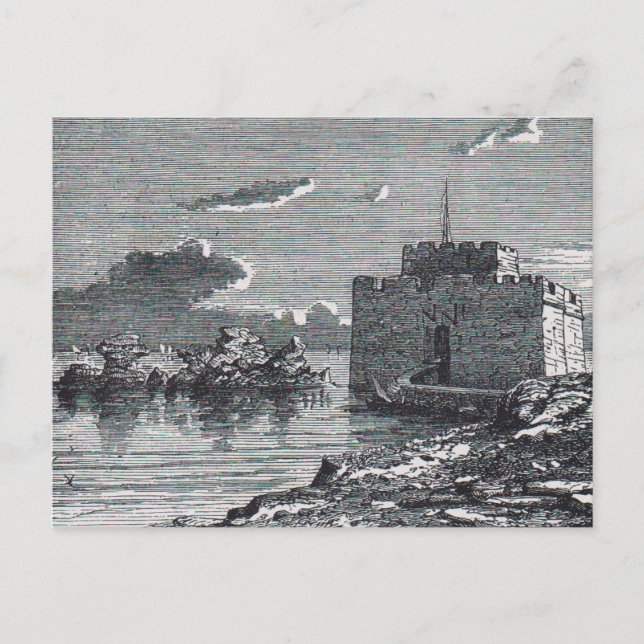 Paphos mediaeval fort 19th century engraving postcard (Front)