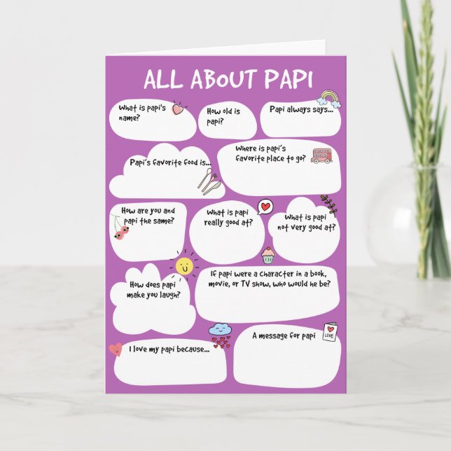 PAPI Father's Day Questionnaire Card (Front)