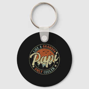Papi Like A Grandpa Only Cooler Vintage Retro Fath Key Ring