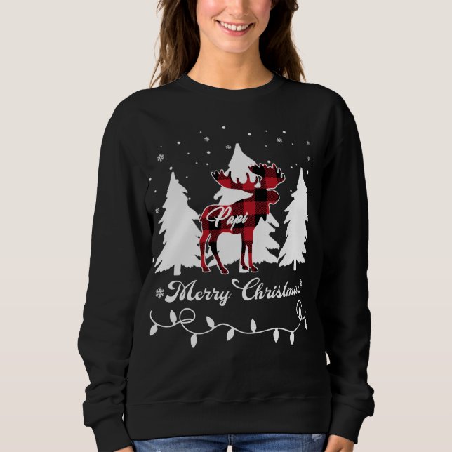 Papi Moose Buffalo Red Plaid Christmas Matching Fa Sweatshirt (Front)