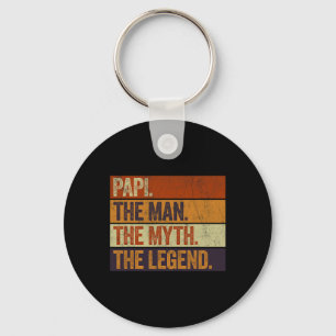 Papi The Man The Myth The Legend Funny Retro Fathe Key Ring