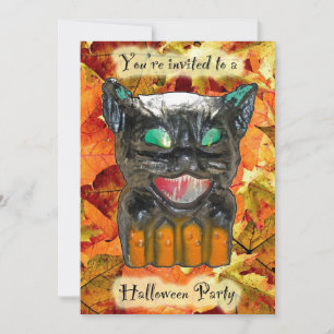 Papier Mache Cat Halloween Party Invitation