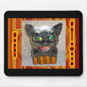 Papier Mache Halloween Cat Matching Items Mouse Pad