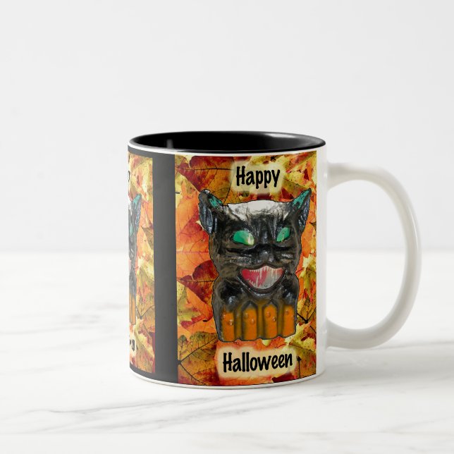 Papier Mache Halloween Cat Mug (Right)