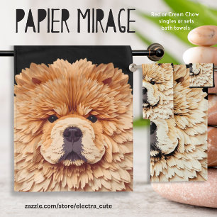PAPIER MIRAGE Red Chow Bath Towel Set