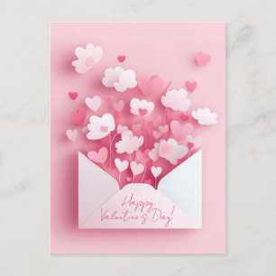 Papierschnitt Herzen und Wolken Valentinestag Postcard