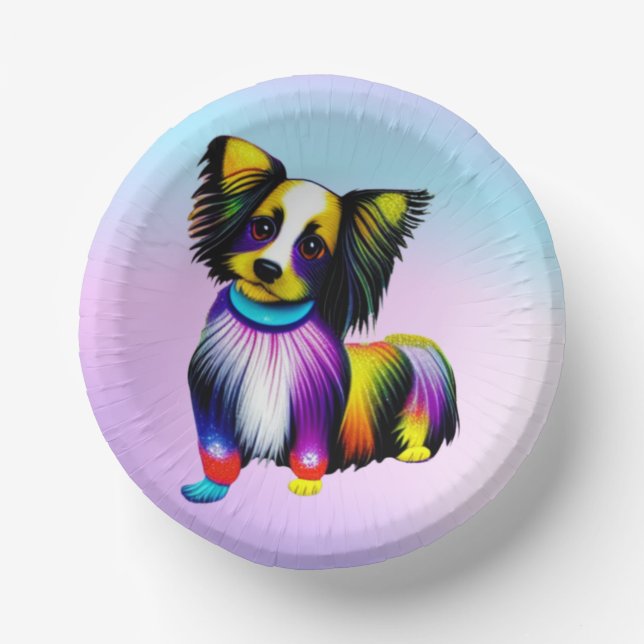 Papillion Pop Art Pastel  Paper Plate (Front)