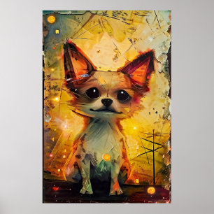 Papillion Puppy Whimsical Vertical Poster