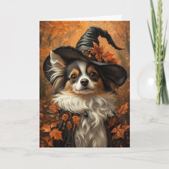 Papillion Witch Halloween Holiday Card (Front)