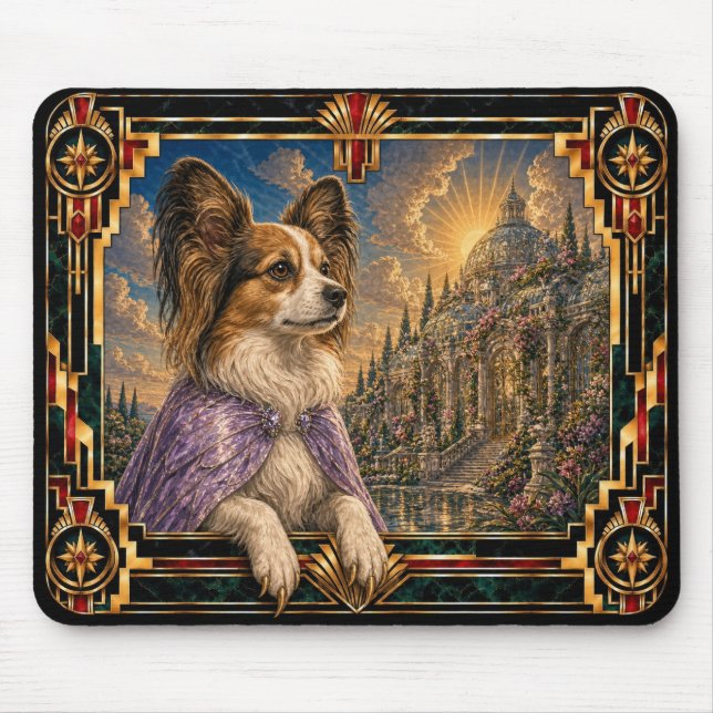 Papillon, Art Deco Dog Mouse Pad (Front)
