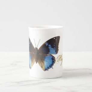 Papillon bleu bone china mug