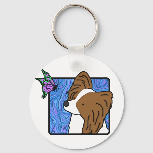 Papillon Butterfly Dog Keychain (Front)