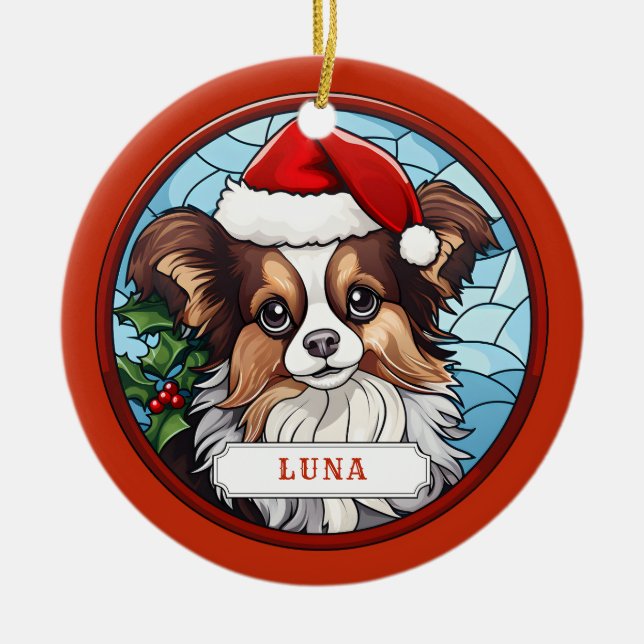 Papillon Ceramic Circle Ornament (Front)