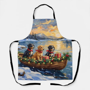 Papillon Christmas Boat Holiday Apron