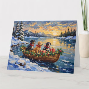 Papillon Christmas Boat Holiday Card