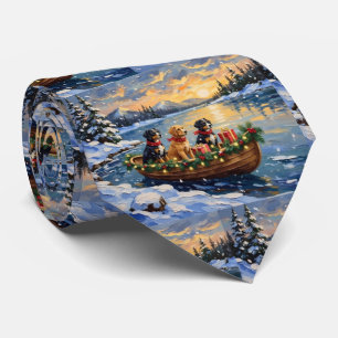 Papillon Christmas Boat Holiday Tie