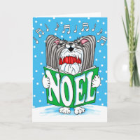 Papillon Christmas Caroler BW